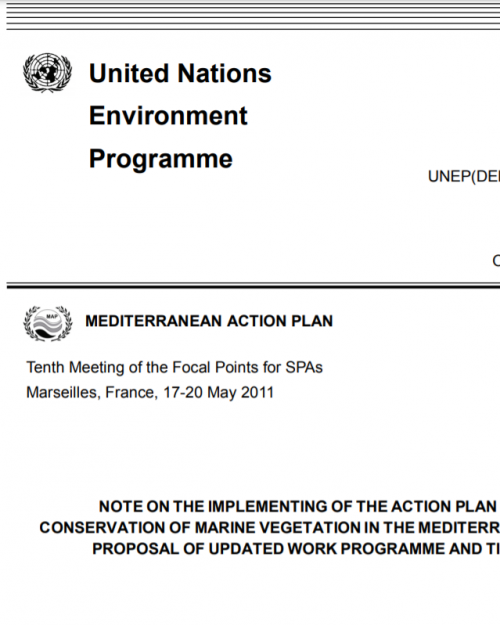 NOTE ON THE IMPLEMENTING OF THE ACTION PLAN FOR THE CONSERVATION OF MARINE VEGETATION IN THE MEDITERRANEAN SEA AND PROPOSAL OF UPDATED WORK PROGRAMME AND TIMETABLE